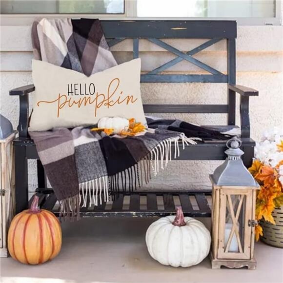 Fall Pillow Covers 12x20 Inch,Autumn Hello Pumpkin Pillows Decorative - Picture 6 of 7